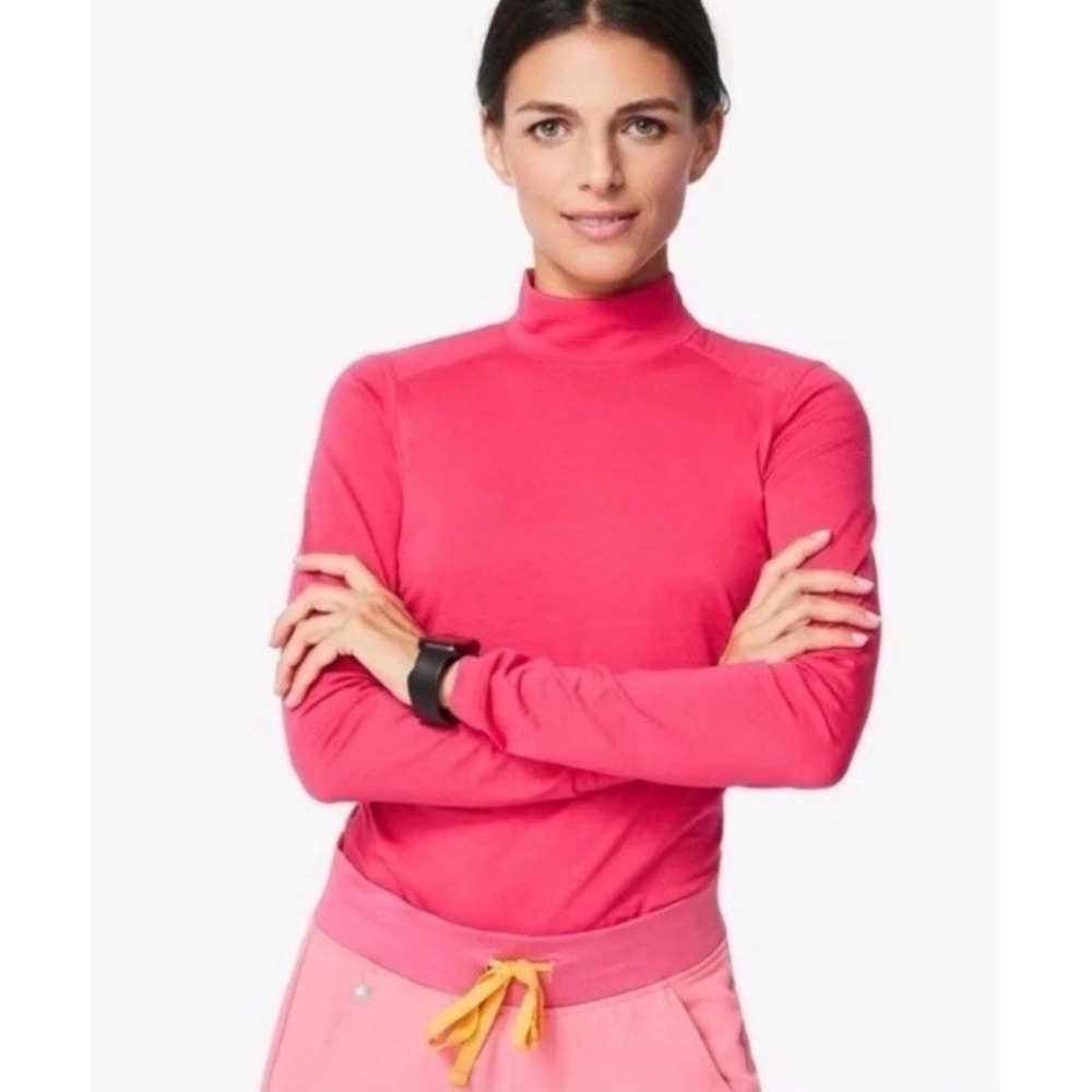 FIGS Mock Neck LS Underscrub Pink Women's Size‎ XS Wool Nylon NWT